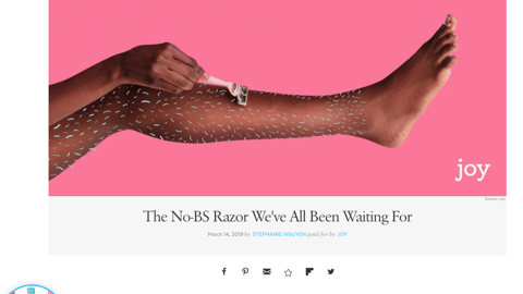 PopSugar Joy Razor Launch Shoppable Story